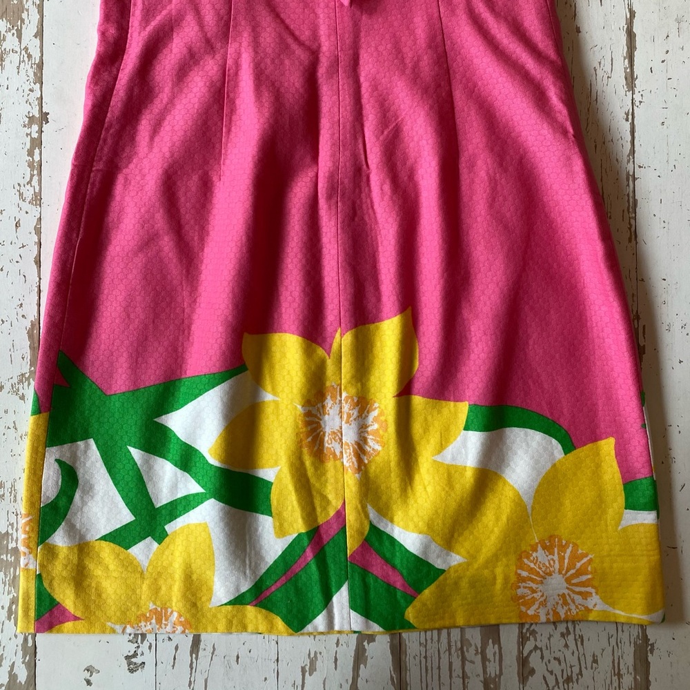 Lilly Pulitzer Pink Strapless Dress with Yellow Floral Border - Picture 5 of 10